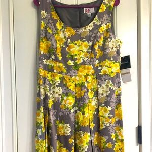 Grey/Yellow Floral Dress